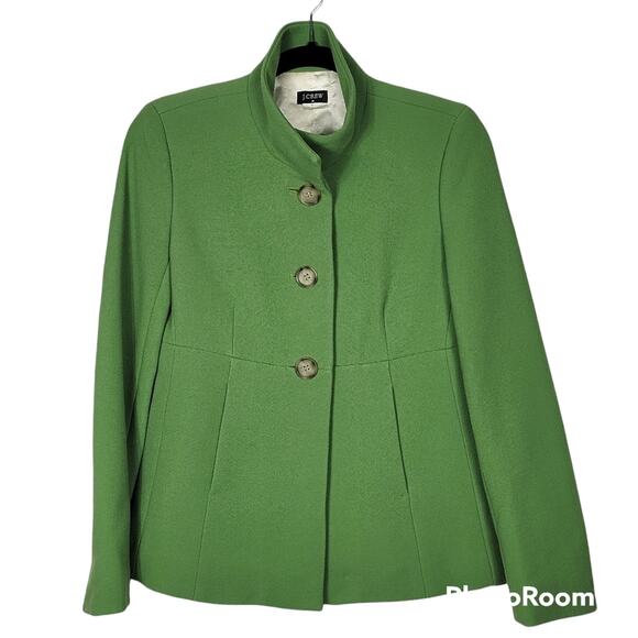 J.Crew Green Wool 3 Button Coat SZ 4 - Picture 2 of 6